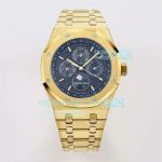 BF Factory Swiss AP Royal Oak Perpetual Calendar 26606 Yellow Gold Blue Dial Watch 41MM